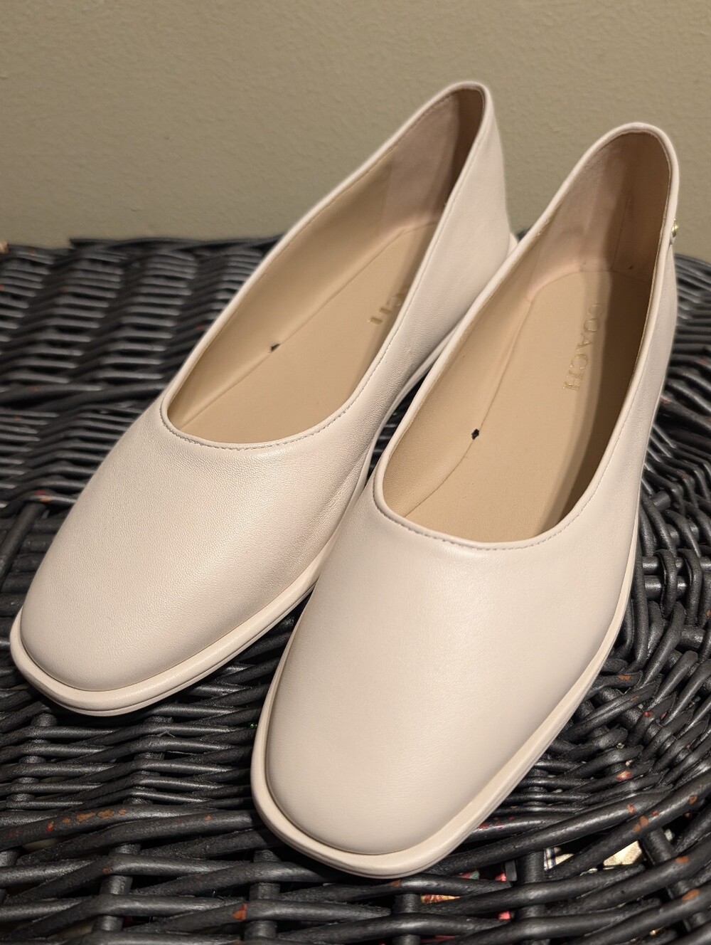 Coach Emilia Flats in Chalk Calfskin Leather sz 10 - Picture 11 of 14